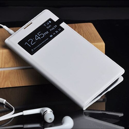 Slim View Shell Auto Sleep Wake up Function Flip Leather Case Shockproof Bag Back Cover Mask For Samsung Galaxy S4 I9500 I9505: White