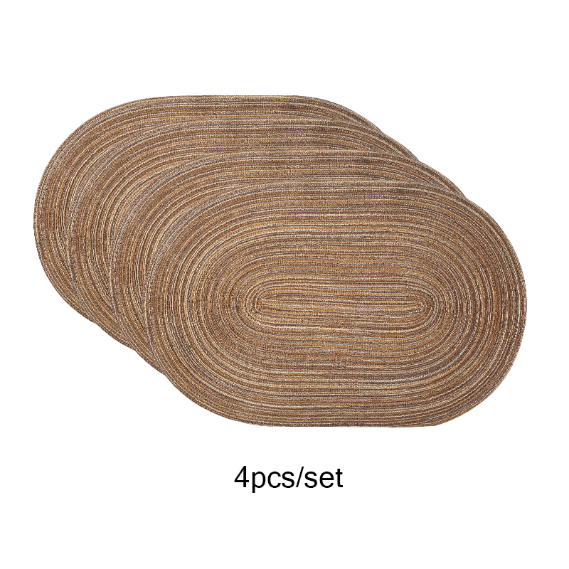 4PCS/set Oval Rop Cotton Braided Table Place Mats Braided Coaster Placemas Non-Slip Table Mats for Dining Kitchen Table Washable: black