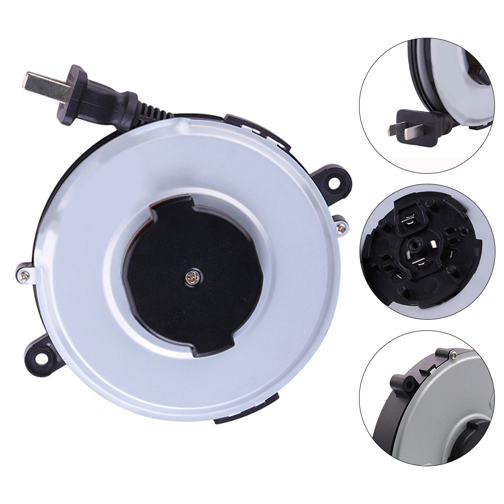 Cabo de extensão conveniente e compacto com recurso de retração automática projetado especificamente para atividades ao ar livre em 220V