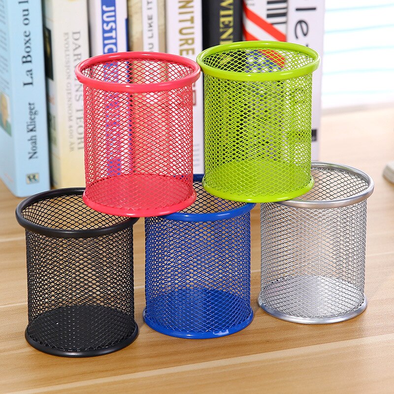 Metal Mesh Square Pen Pot Case Pencil Holder Office Desk Stationery Container Organiser Durable Pencil Case Black