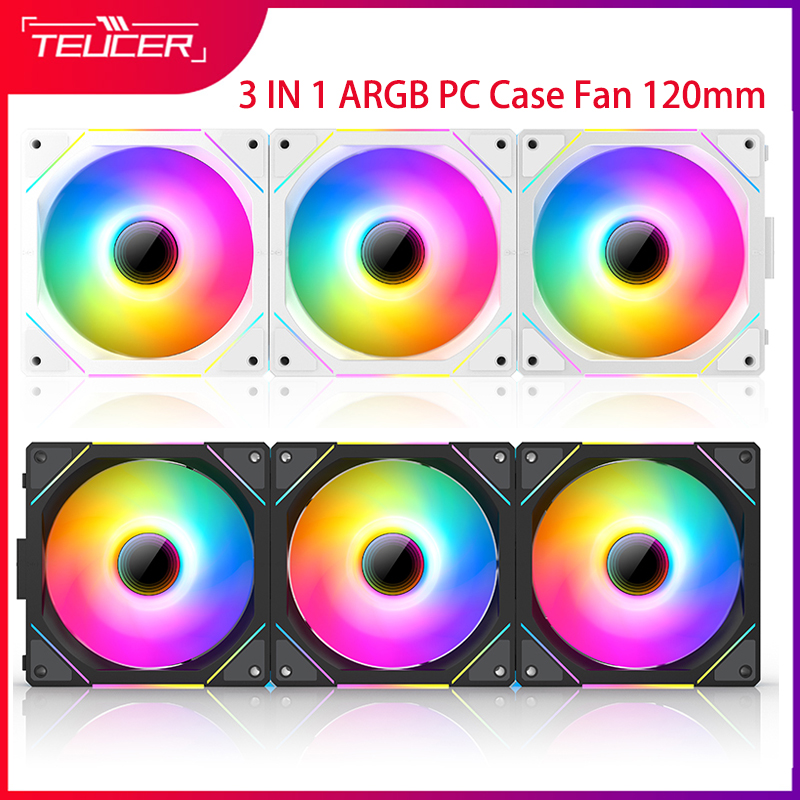 TEUCER JM-1 ventilador 120mm ARGB Shenguang enfriador síncrono para caja de PC enfriador de aire ventilador con cubierta de PC ventilador de refrigeración por agua silencioso de 12cm