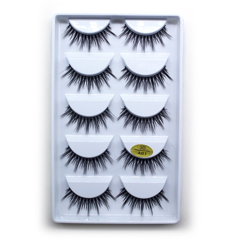 5Pairs 3D Synthetic Hair False Eyelashes Natural/Thick Long Eye Lashes Wispy Makeup Beauty Extension Tools A04: 1