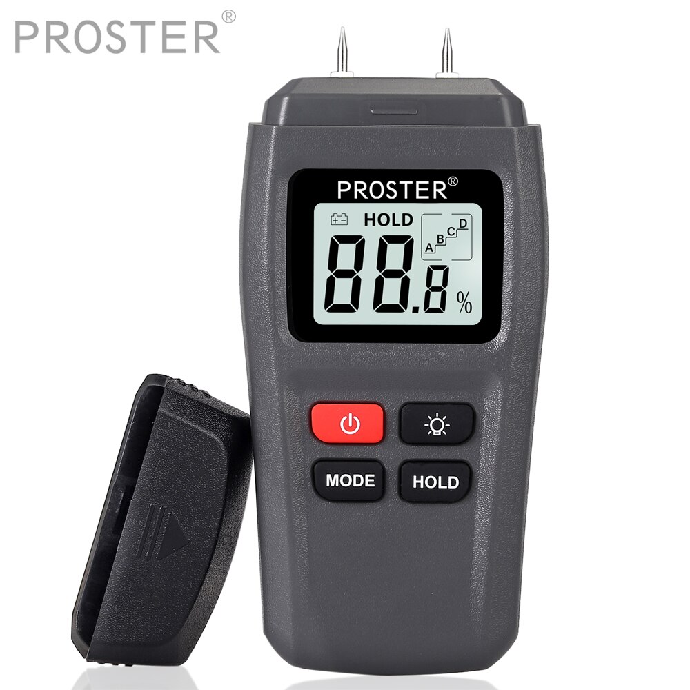 PROSTER Digital Wood Moisture Meter Backlight LCD Damp Tester Dampness Meter for Wood Firewood Walls Paper Floor