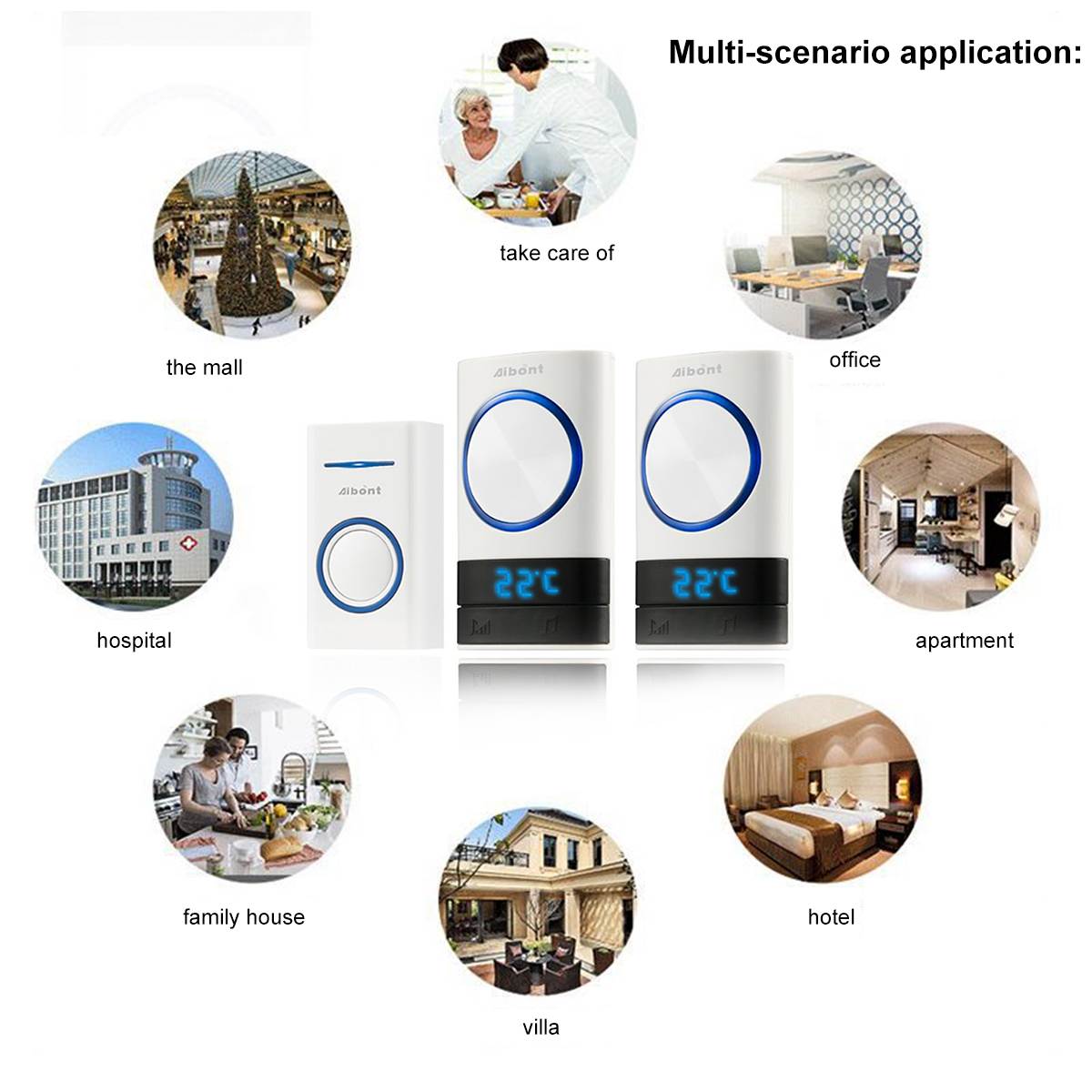 200m Transmission Door Bell Wireless Doorbell Waterproof Remote EU AU UK US Plug smart Door Bell battery 1 button 1 2 receiver