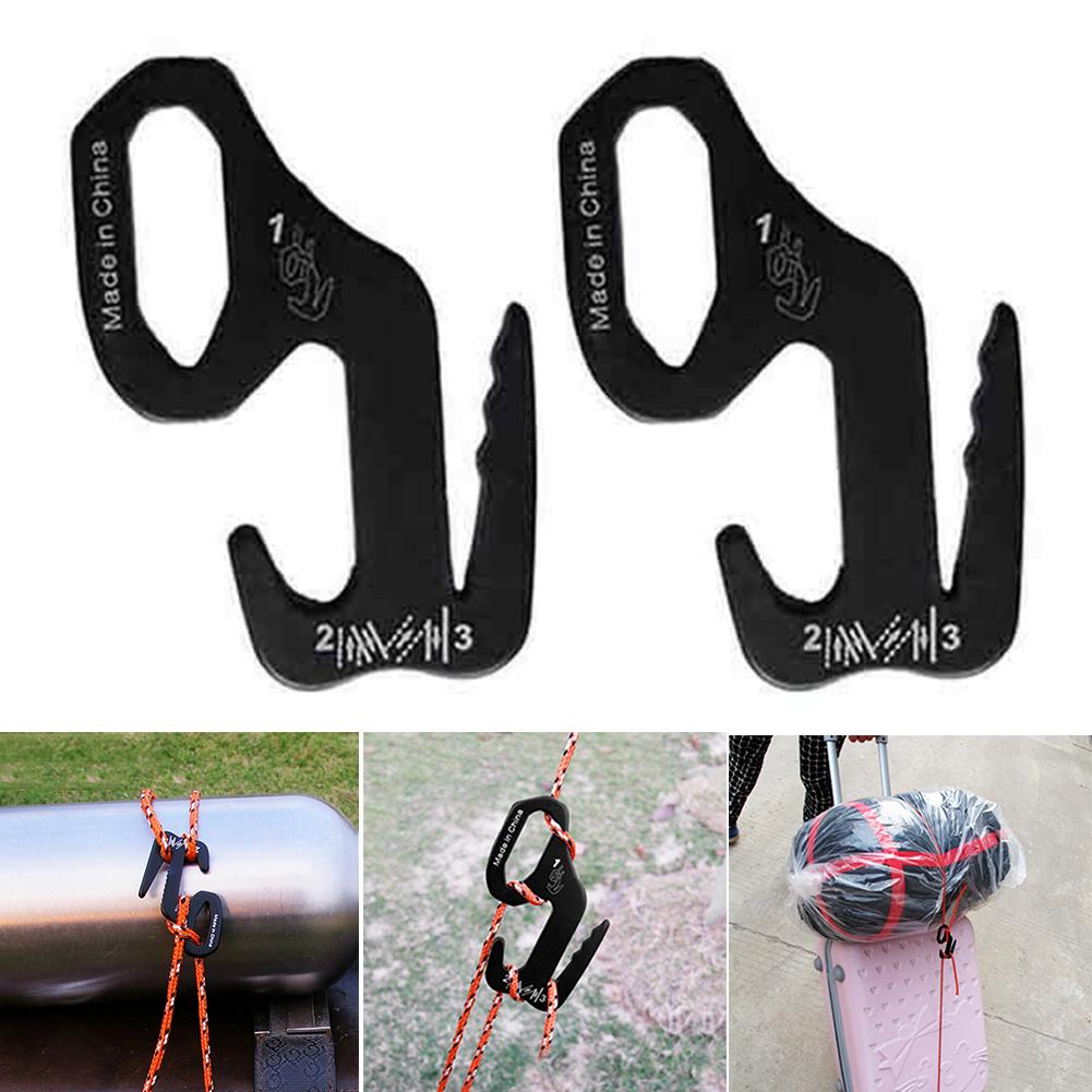 2 uds. 9 formas de aleación de aluminio para acampar al aire libre senderismo nudos rápidos carpa cuerda de viento tensor gancho hebilla de cuerda de viento herramienta de tapón de cordón