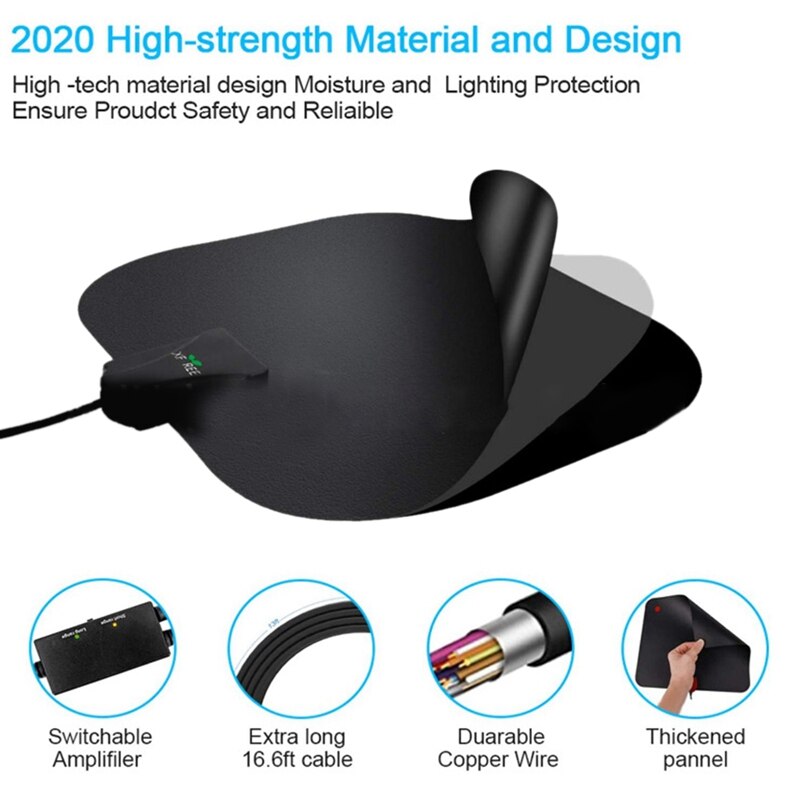 MOOL Indoor TV Antenna 200 Mile Longest Range HDTV Digital Antenna 4K HD VHF UHF Local Channels