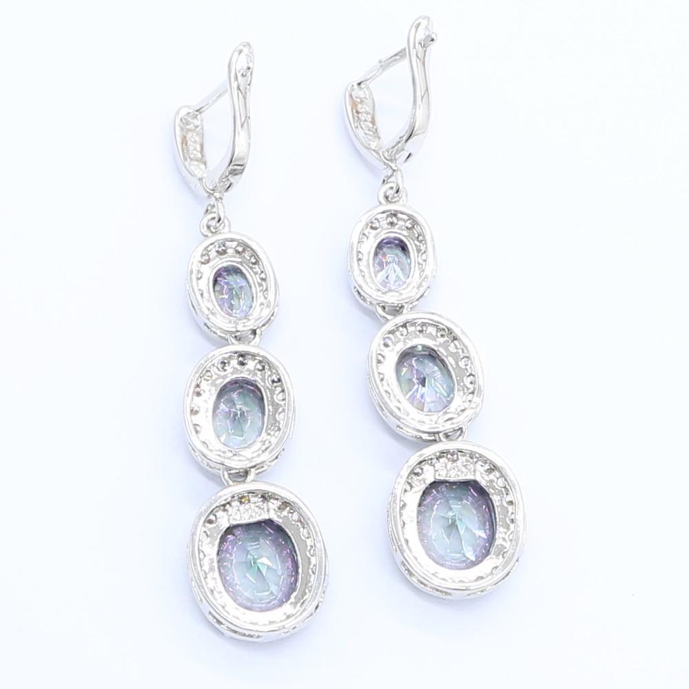 Rainbow Sky Blue Topaz 925 Zilveren Oorbellen Voor Vrouwen Verjaardagsfeestje Sieraden Gratis