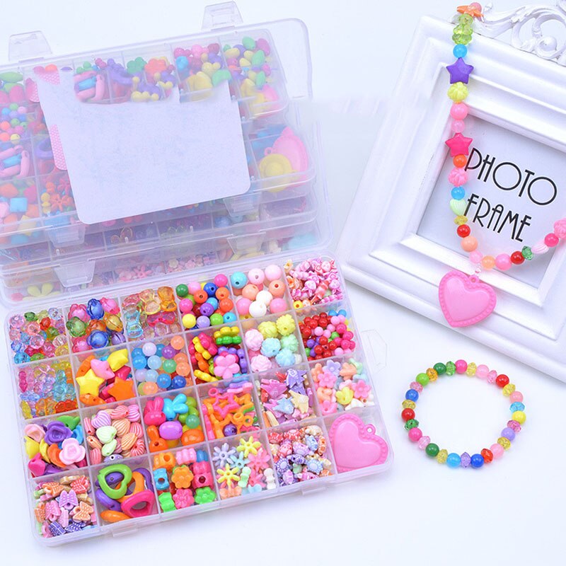 Zestaw do tworzenia bransoletki z koralików zabawki dla dzieci DIY 24 siatki ręcznie robione puzzle koraliki dla dziewczynek zestaw dziewczyny zabawki dla 3 5 7 9 11: F