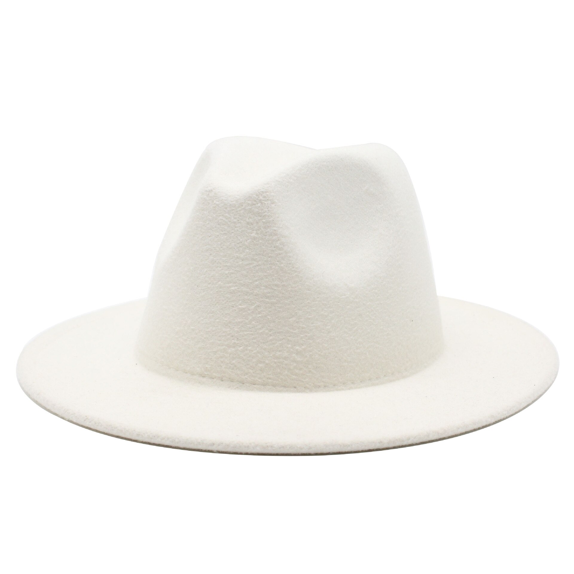Alle-Match Brede Rand Fedora Hoed Voor Vrouwen Wollen Vilten Hoed Voor Mannen Herfst Winter Panama Gamble Top Jazz cap Ronde Caps Bowler Hoeden: White / L59-61cm