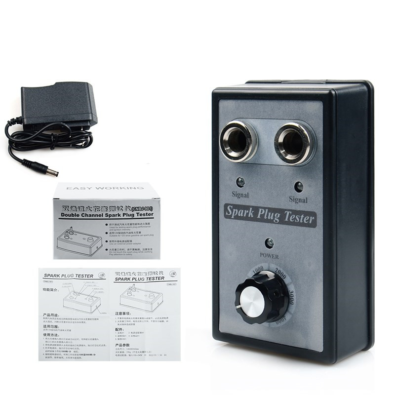 Car Spark Plug Tester Ignition Testers Automotive Diagnostic Tool Double Hole Analyzer for 12V Gasoline Vehicles Petrol Car