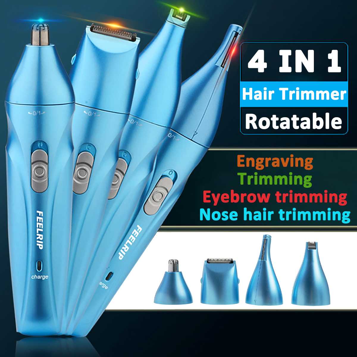 4-In-1 Oplaadbare Tondeuse Elektrische Tondeuse Neus Haar Snijmachine Met Draaibare Kop Man Vrouw razor Remover Kit