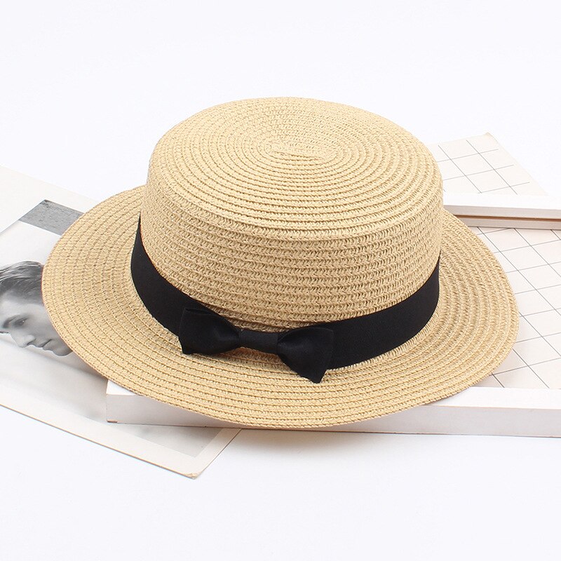 Chapeau de paille coréen Vintage pour femmes, rétro, nœud papillon, , protection solaire, chapeau de plage: 8