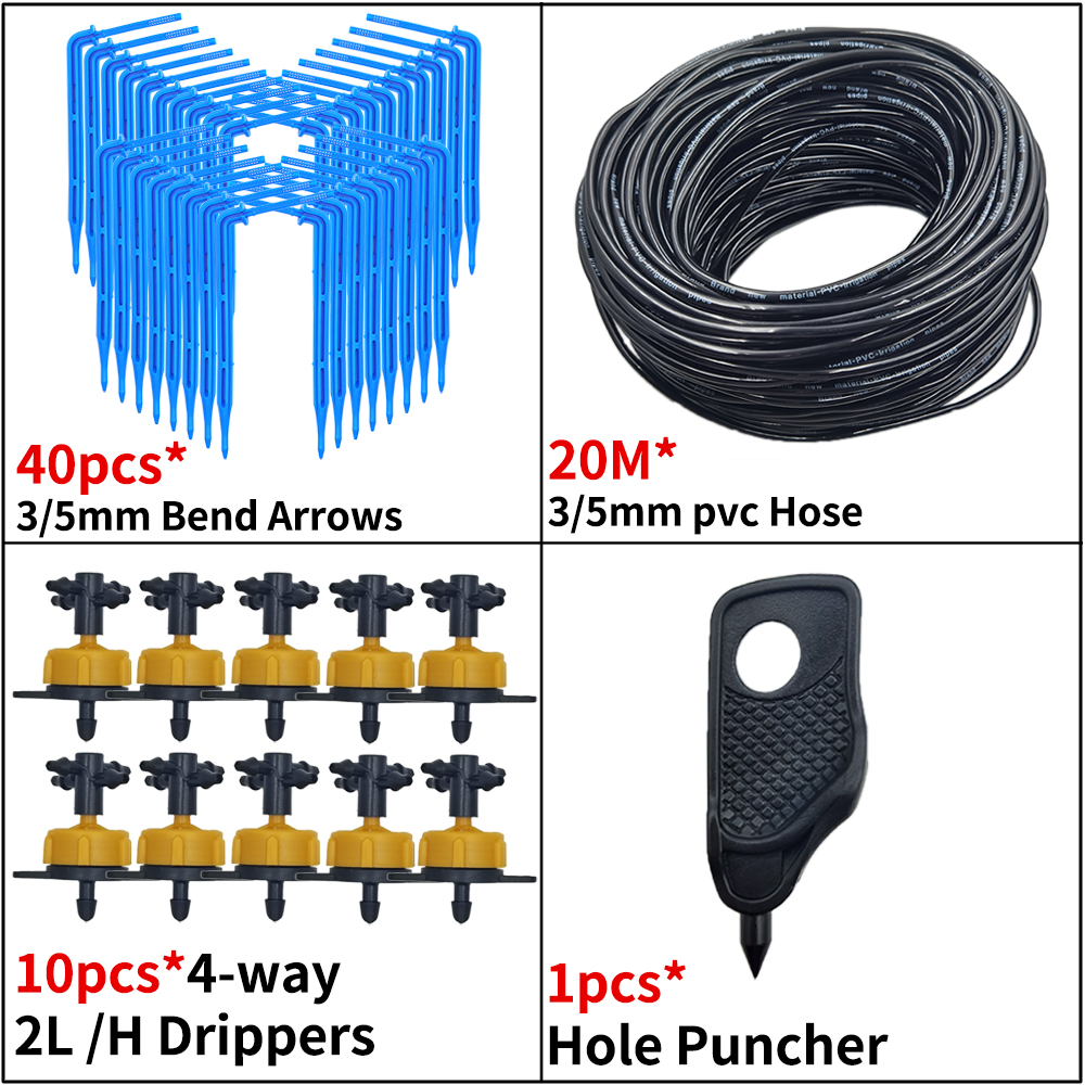 Kas Druppelirrigatie 4-weg 3/5mm Druppelpijl 2-weg Zender Irrigatie Watering Systeem voor Pot Tuin Gazon 10 set/20 set