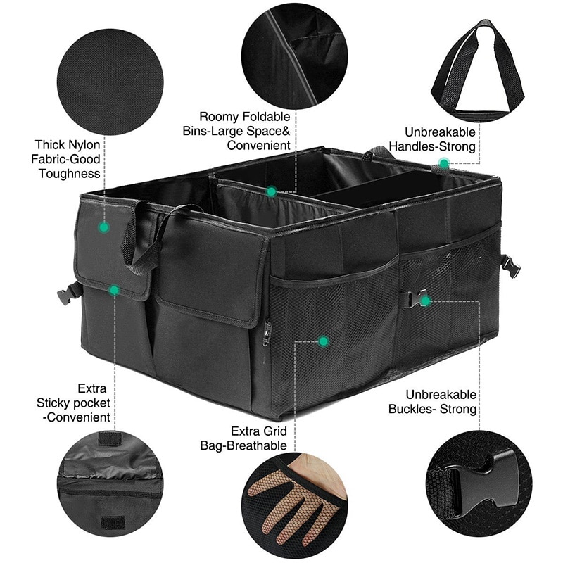 Foldable Car Organizer Trunk Box Portable Bag Storage Case Cargo Black For Auto Trucks SUV Trunk Box Box