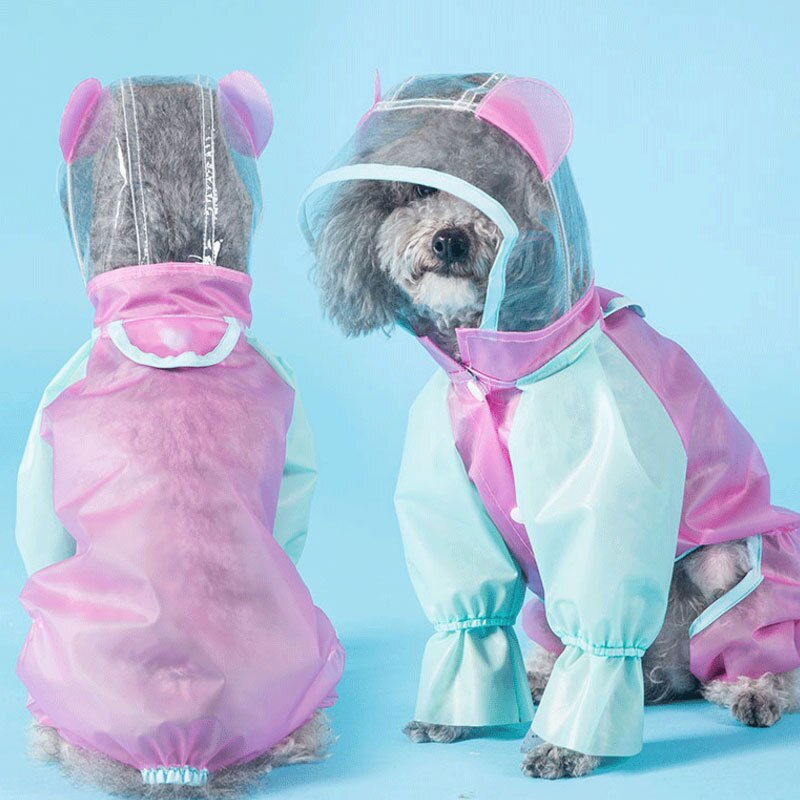 Hond Vier Poten Regenjas Teddy Kleine Puppies Lente Zomer Kleding Schnauzer Levert All-Inclusive Waterdichte Hond Regen jas