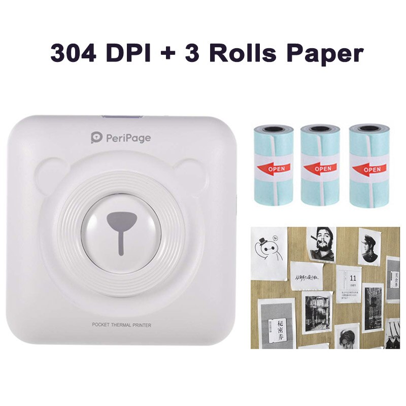 Peripage Foto Pocket Mini Thermische Printer 304 Dpi 58Mm Thermische Bluetooth Portable Mobiele Telefoon Printer Voor Android Ios: 304 WH 3 Sticker