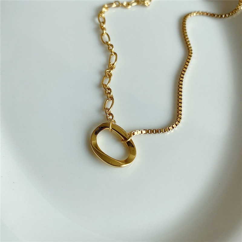 RUIYI Echt 925 Sterling Splitter Minimalistischen Box Kette Nische Colliers Frauen Exquisite Einfachheit Gold Silber Halskette Edlen Schmuck