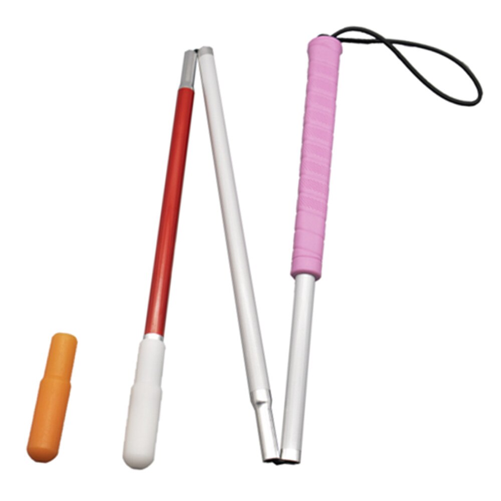 70cm - 80 cm Aluminium Folding Blind Cane , White Cane ,Pink Handle, with 2 Tips, 3PEA-PIK