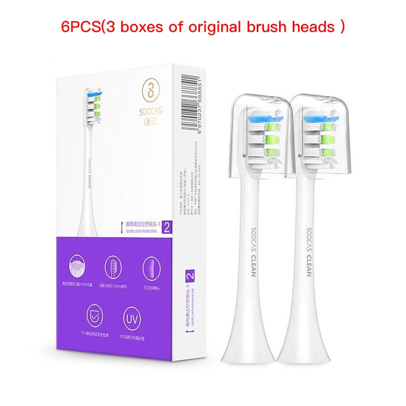 Originale xiaomi soocas  x3u x3 x5 tandbørstehoveder mijia  x3u v1 tandbørstehoved sonisk elektrisk udskiftning af tandbørstehoveder: Hvid -6 stk