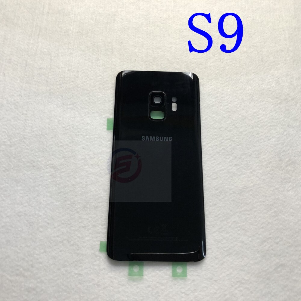 S9 Rear Battery Door Case For Samsung Galaxy S9 Plus G960F G965F Back Glass Housing Cover + Adhesive +Camera Glass Lens Frame: S9 Black