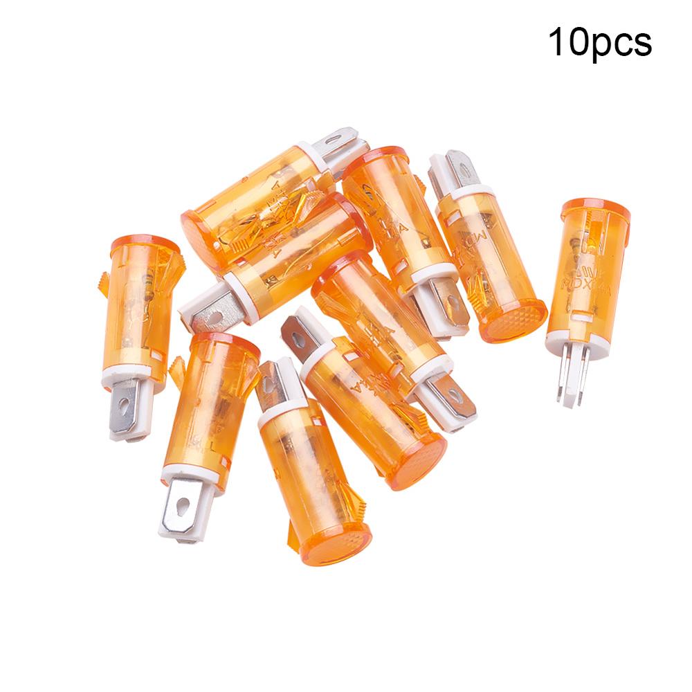 Othmro 13mm Flat Top Pilot Signal Lamp Panel Plastic Indicator Light Motorcycle LED 220V Red/ Green/Yellow Light MDX-14A: Yellow 10pcs