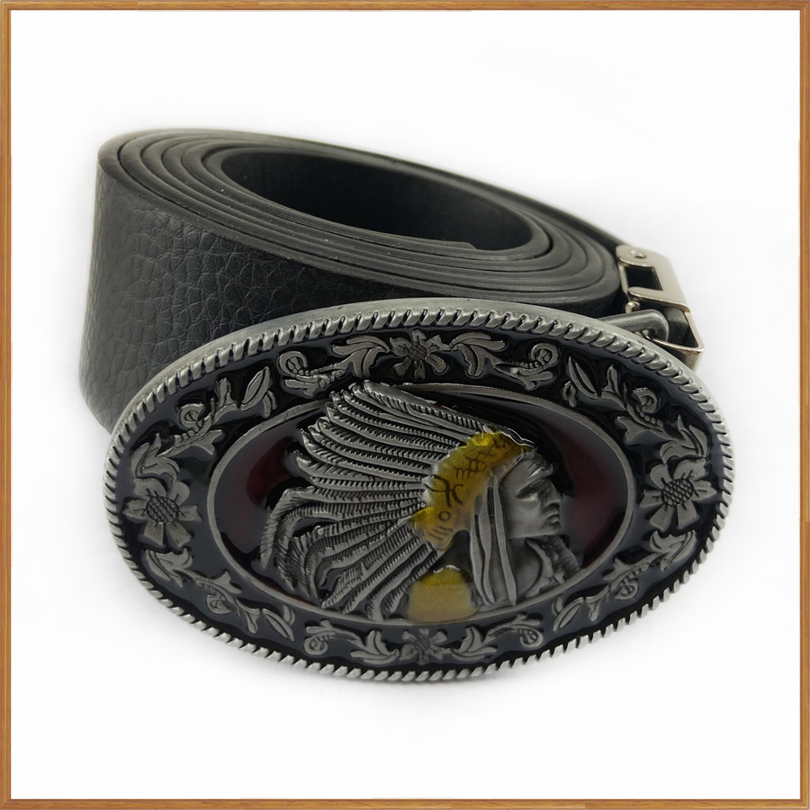 BuckleClub retro zwart geëmailleerde zinklegering gesp FP-03137 tinnen afwerking voor 4 cm breedte riem: Nickel-Free White