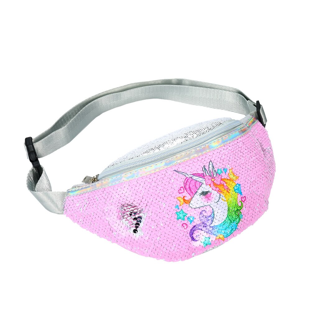 Sequin taille sac femmes bande dessinée Fanny Pack enfants filles téléphone poitrine sac portefeuille ceinture sac mignon taille Packs: pink 2