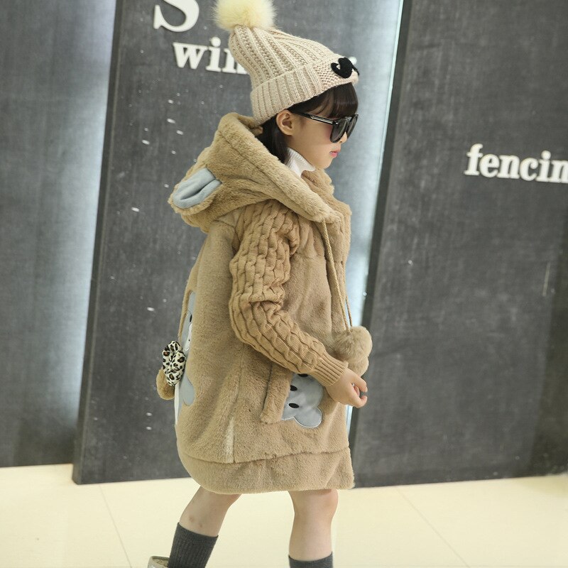 Olekid Aautumn Winter Cartoon Konijn Meisjes Parka Dikke Warme Hooded Meisje Jas Bovenkleding 5-14 Jaar Kinderen Tiener meisjes Jas