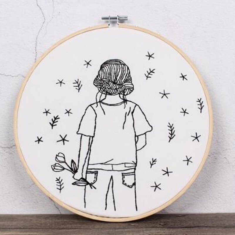 Sketch Simple Embroidery Kit Handmade DIY Fabric Novice European Embroidery Kit Home Decoration: A