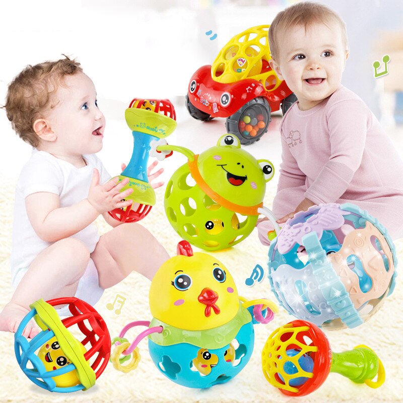 Soft Rubber Ball Intelligence Grasping Toys For Newborns Baby Rattles Mobile Funny Baby Toys Gums Teether Infant Toy