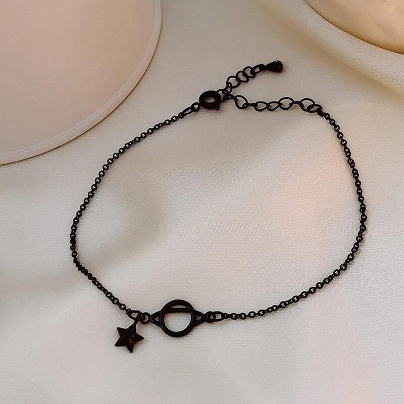 Schwarz Planeten Sterne gotisch Punk Silber Farbe Einstellbar Armbinde Für Frauen Luxus Schmuck Koreanische zierlich