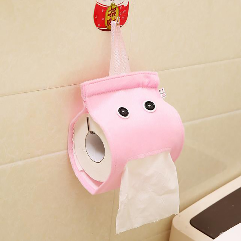 Elf Cute Cloth Lazy Tissue Box Storage Portable Hanging Paper Towel Set Kitchen Bathroom Living Room Decoration Paper Towel Tube: Pink