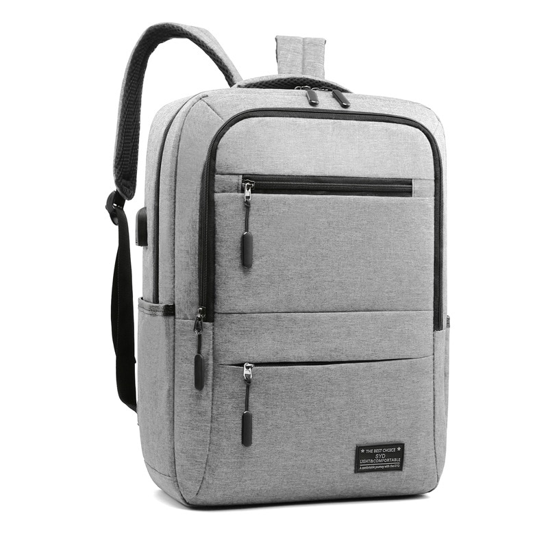 15.6 Inch Men Laptop Backpack Business Backpack Usb Charging Computer Backpacks Travel Large Capacity Nylon Men Bag: gray