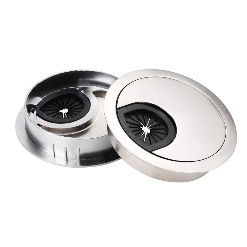 Zinc Alloy Cable Hole Cover Desk Cord Grommet Cable Pass Through Organizer 50/53/60mm Roun Line Holder Office desk accessories