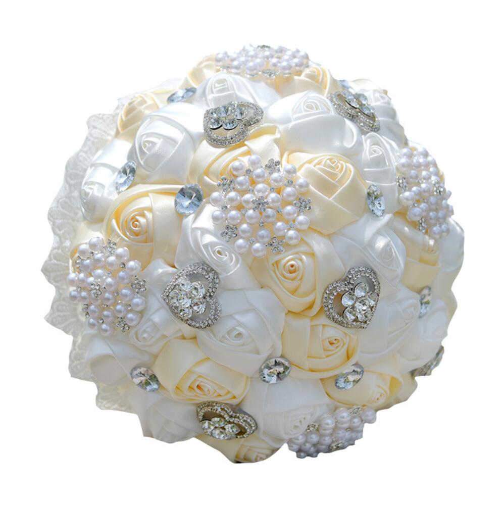 AYiCuthia Pearl Wedding Flower Bridal Bouquets Crystal Sparkle bouquet Bride Bridesmaid Wedding Bouquet S69