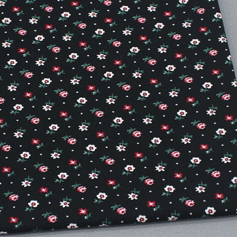 100%  vanlig bomull poplin blå hvit svart små hage blomster trykt bomull poplin stoff 50 x 140cm sjekk stoff lappeteppe