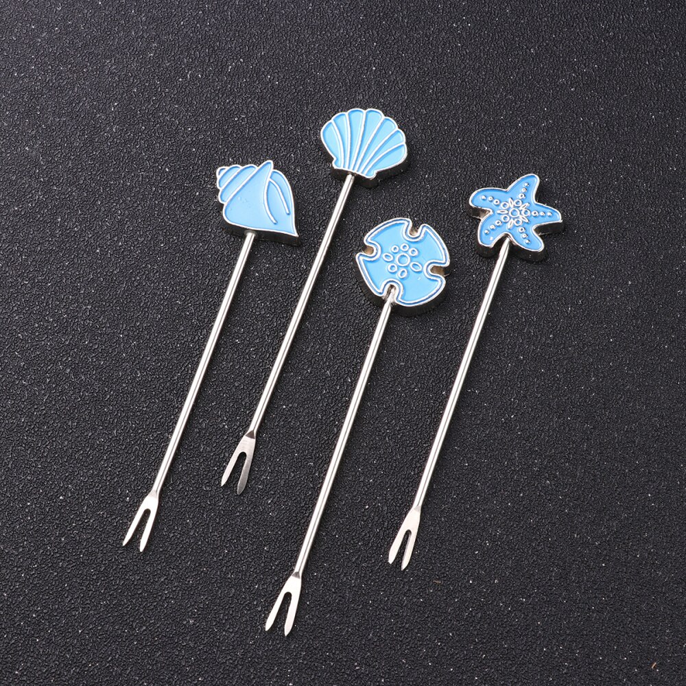 2 Sets Chic fruta Forks encantadora tenedores de postre pastel original tenedores suministros para casa banquete Bar boda (azul)
