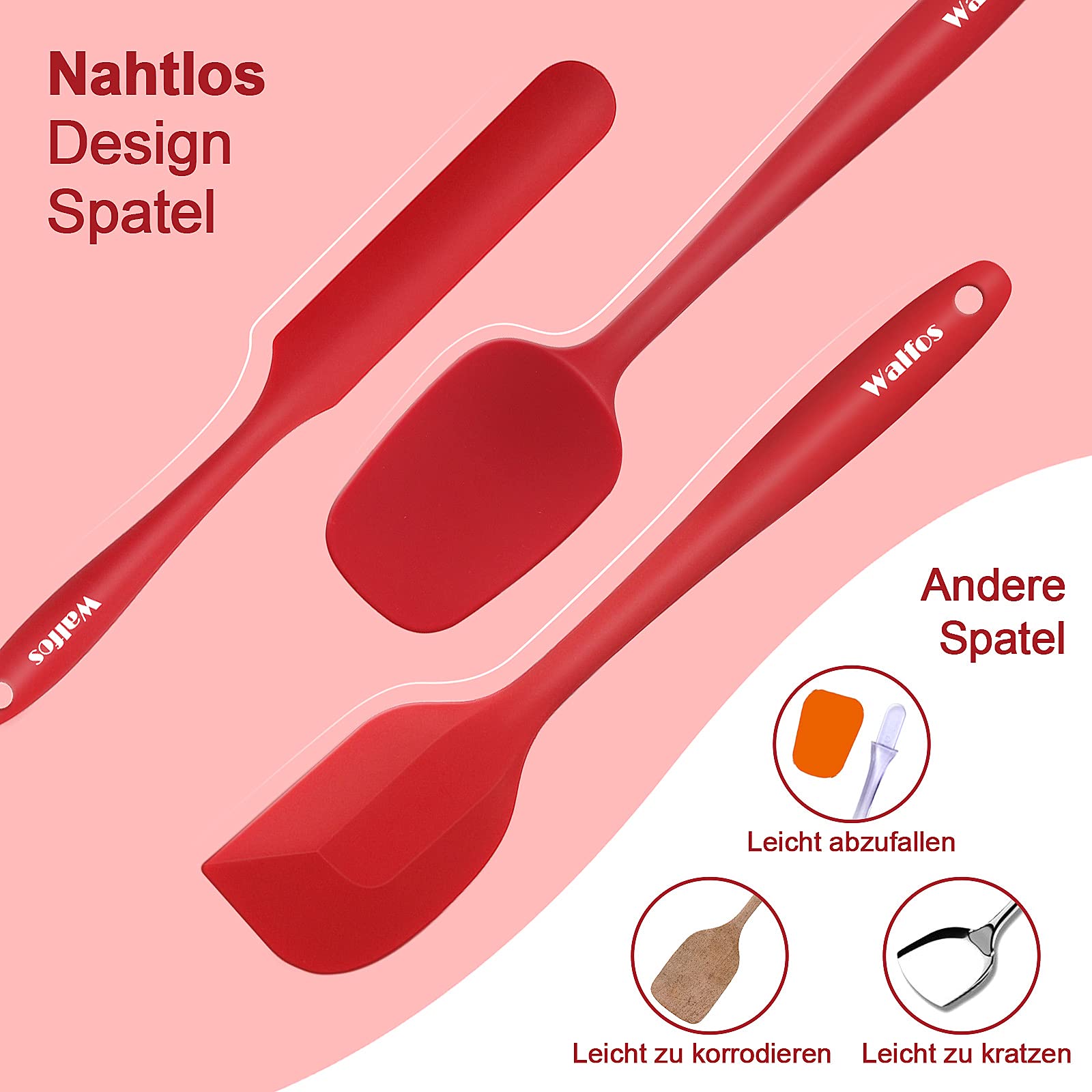 Walfos 5 Stks/set Non-stick Siliconen Spatel Bakken Gebak Hittebestendige Siliconen Spatel Keukengereedschap Koken Tool