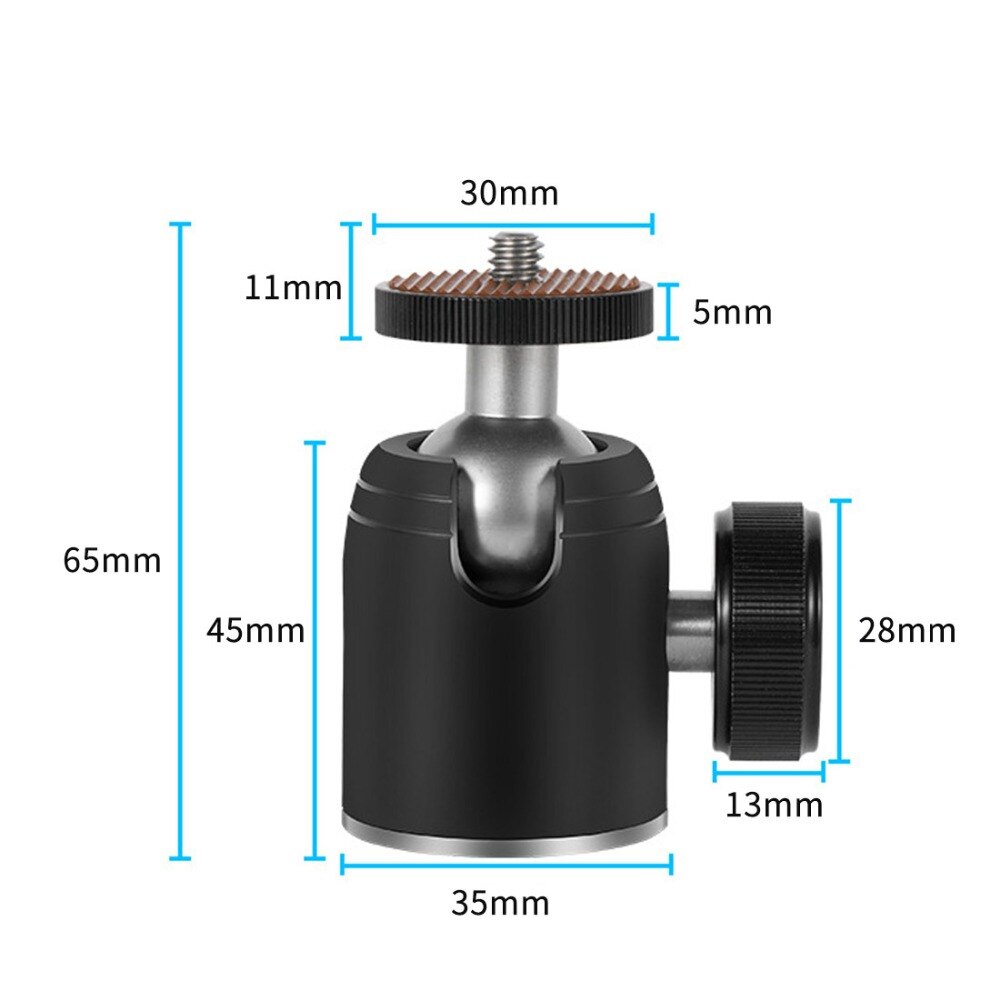 CNC Del Metallo Da 360 Gradi Mini Treppiede Testa Giunto Cardanico Monopiede per Mirrorless Digitale Della Macchina Fotografica Testa A Sfera Del Basamento Adattatore 1/4 Filetto di Vite montaggio