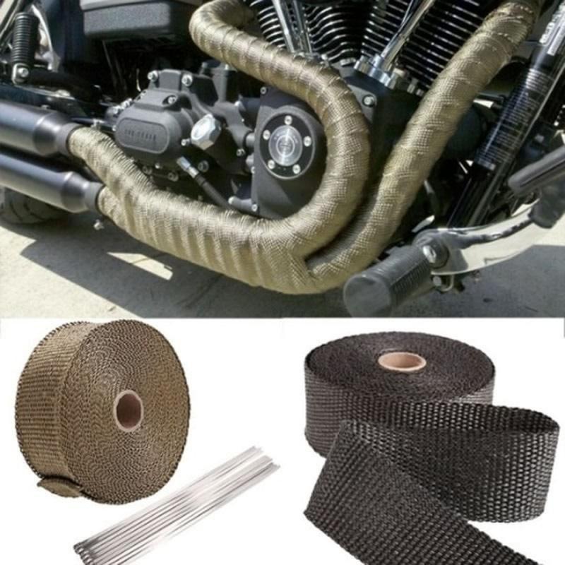 Bil motorcykel termiske rustfri bånd ubrændbar turbo manifold varmeudstødning wrap tape motorcykel tilbehør auto dele