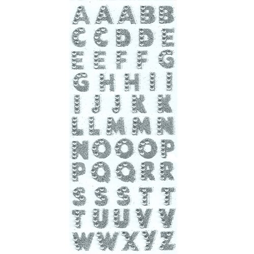 1 ark akryl glitter alfabet brev klistermærker selvklæbende abc az ord stick på scrapbooking & stempling klistermærker diy værktøj: Sølv