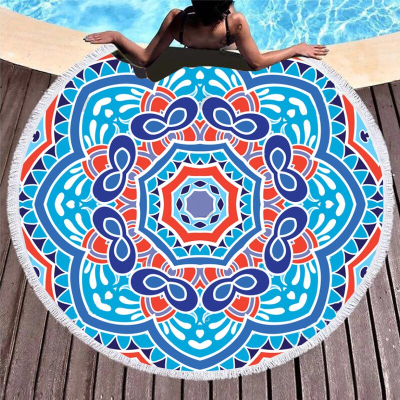 Extra Grote Ronde Strandlaken Zomer Outdoor Print Digitale Retro Strandlaken Strandlaken Sjaal