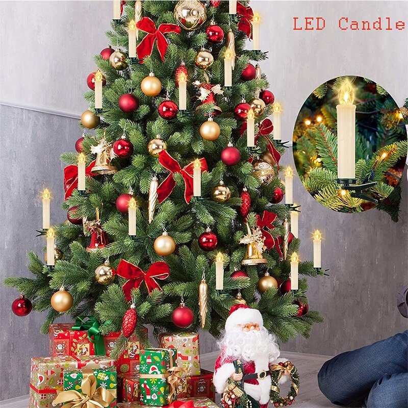 30Pcs LED Cone Candle Christmas Tree Decoration Light Wedding Party Home Flameless Remote Control Flicker Candle Led Lamp