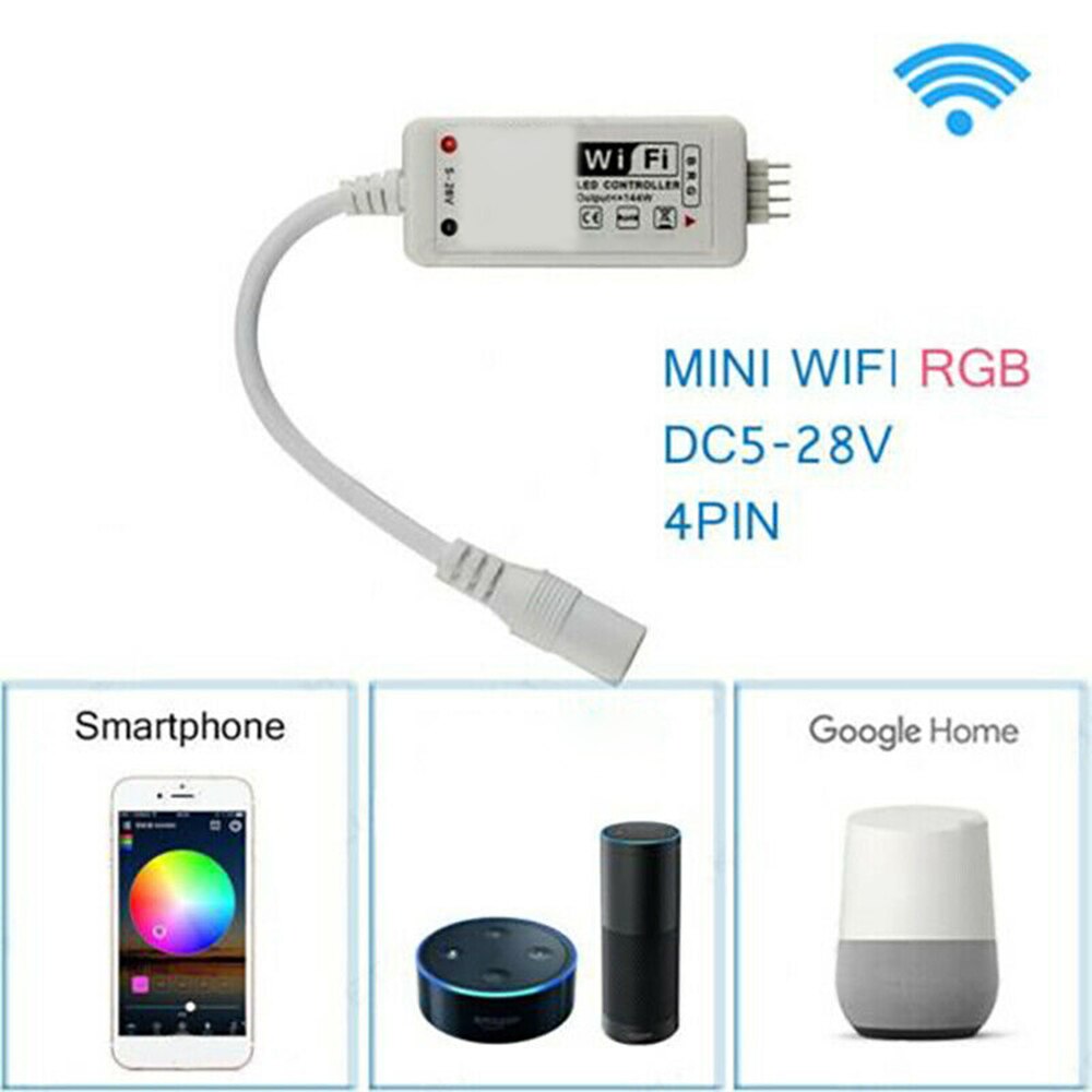 smart wifi musikk rgb-kontroller til alexa hjem 5050 3528 ledet stripe lysstyrkejustering