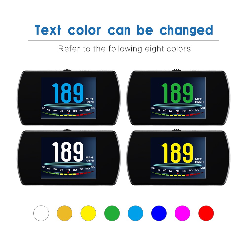 OBD2 Gauge Car HUD P12 Head-Up Display Smart Digital Meter HD Digital Display GPS Speedometer Fuel Consumption Temperature RPM