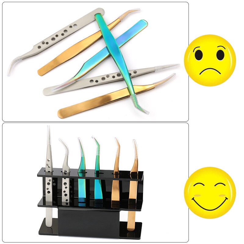 Eyelash Tweezers Storage Rack 6 Holes Acrylic Convenient Tweezer Stand Shelf Holder Nail Eyelash Extension Supplies Makeup Tools