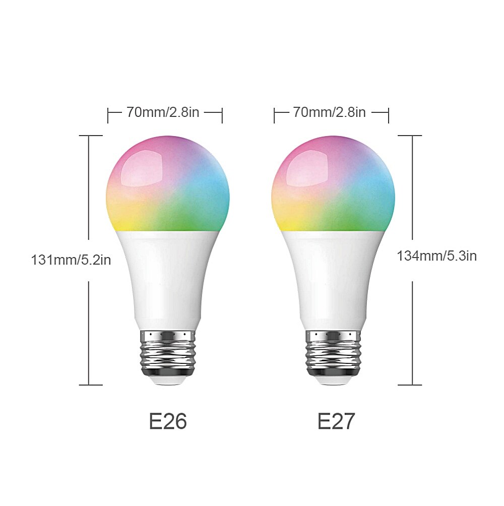 Smart WiFi LED Light Bulb 800Lm E26/27 RGB Colors Dimmable APP Remote Control Home Night Lamp Work with Alexa Google Assistant