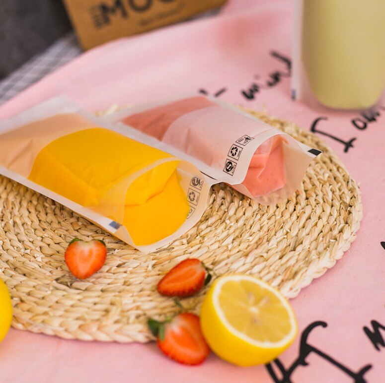 50pcs/lot Transparent Self-sealed Plastic Beverage Bag Drink Container Drinking Bag Fruit Juice Food Storage Bag