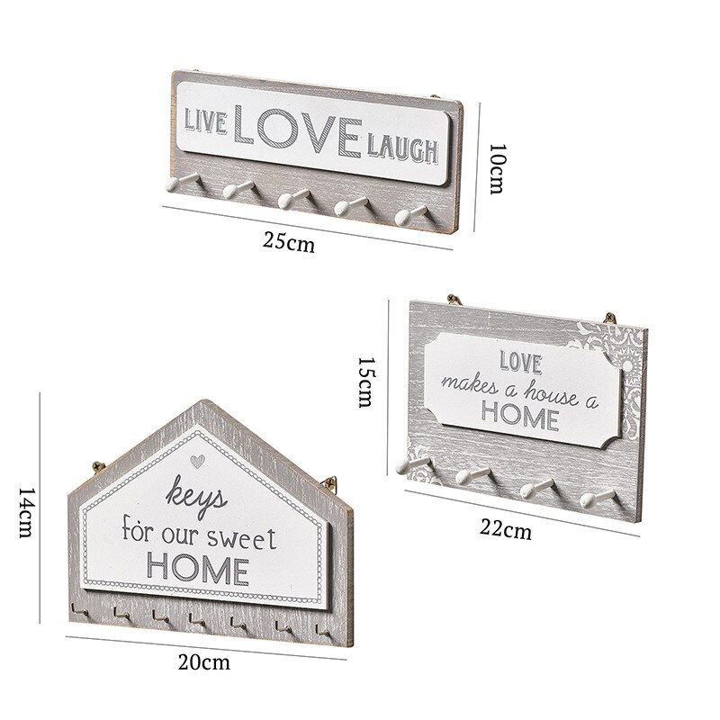 Wall hanger of Key Wooden Decorative Keys Sundries Hook Coat Holder Rectangle House Shape Rack Home hallway Hanging Organizer