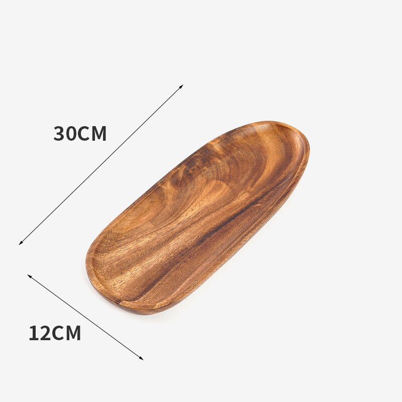 Japanese Natural Wood Plate Food Dessert Bread Serving Platter Fruit Breakfast Dishes Tray Sushi Salad Dinnerware Plate Stand: 12 X 30 CM